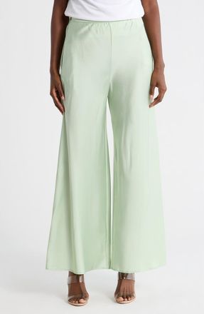 Renee C Satin Wide Leg Pants in Pistachio at Nordstrom Rack, Size X-Small