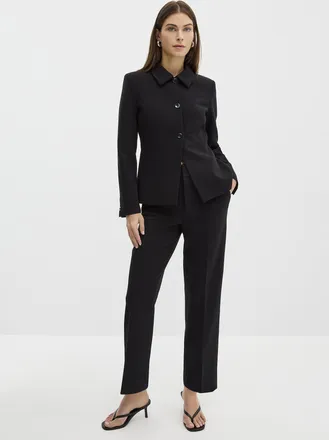 Contemporaine Womens Soft piqu&eacute;-textured Universal pant Fit: Semi-slim leg, mid rise