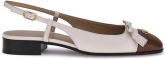 Valentino Garavani Womens Slingback Flats Bow Detail - White Leather - Size 38.5 EU/IT