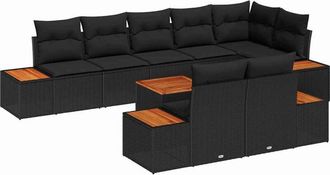 vidaXL Conjunto De Sof&aacute;s De Jard&iacute;n 8 Pcs Negro Rat&aacute;n Sint&eacute;tico Vidaxl