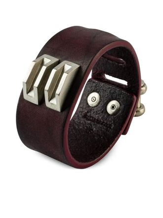 Parts Of Four Restraint Charm inverted-pyramid Studs bracelet - unisex - Buffalo Leather/Bronze - S - Brown