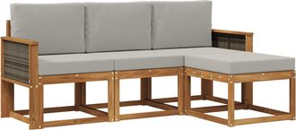 vidaXL Conjunto De Sof&aacute;s De Exterior 4 Uds. Natural Y Gris Claro Vidaxl