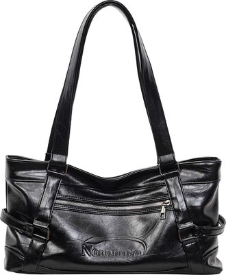 Generic Retro Motorcycle Crescent Hobo Handbag Top Handle Clutch for Women Work(Black)