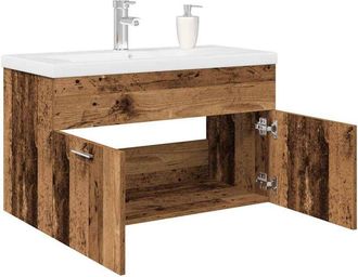 vidaXL Mueble Lavabo Con Lavabo Integrado Y Grifo Madera Vieja Vidaxl