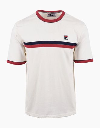 Fila Mens FILA ROSARIO T-SHIRT GARDENIA/GARNET/FILA NAVY - Gardenia Garnet Fila Navy - Size: 38
