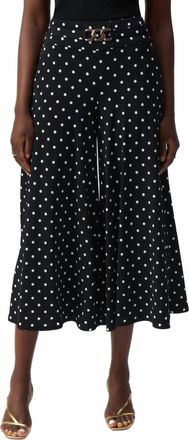 Joseph Ribkoff Silky Knit Dot Print Pull On Culotte Pants In Black/vanilla