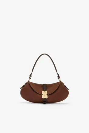 Ganni Brown B-Kat Bag in Suede
