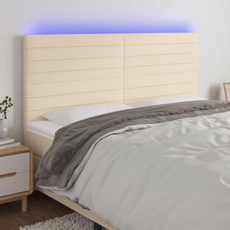 vidaXL Cabecero Con Luces Led Tela Crema 160x5x118/128 Cm Vidaxl