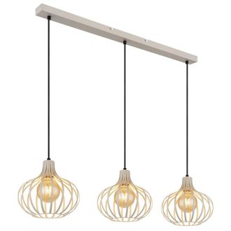 Netlighting Mateo Bar Pendant Ceiling Light Creme Coloured Matt 3x E27 in Beige