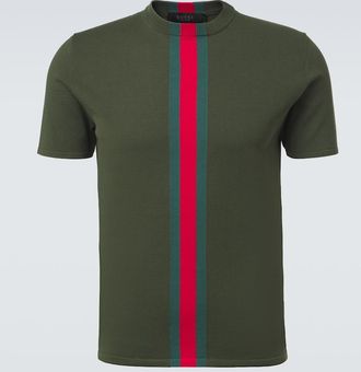 Gucci Web Stripe knitted cotton T-shirt