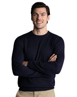 CHARLES TYRWHITT Pure Merino Crew Neck Sweater in Navy at Nordstrom, Size Xxx-Large