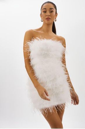 LaMarque Triana | Feather Dress in White at Nordstrom, Size Xx-Small