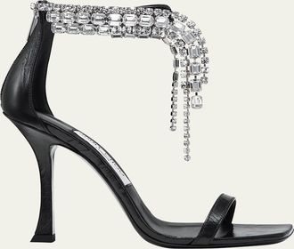 Jimmy Choo London Verity Leather Crystal-Cuff Sandals