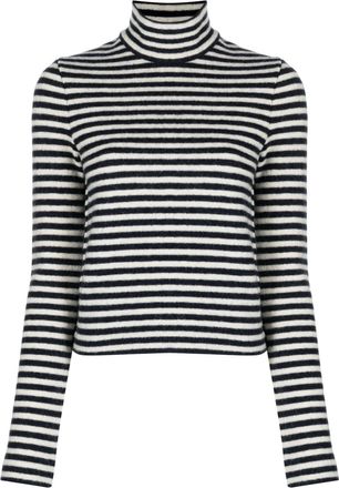 Jil Sander logo-patch striped wool sweater - women - Wool/Cotton - S - Blue
