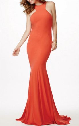 Jovani Sleeveless Fitted Gown In Orange