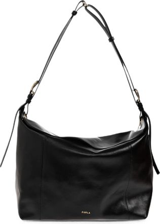 Furla Black Leather Shoulder Bag with Adjustable Strap