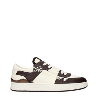 Jimmy Choo London Beige Leather Low Top Mens Sneakers