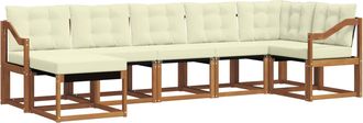 vidaXL Conjunto De Sof&aacute;s De Exterior 7 Uds. Natural Y Crema Vidaxl