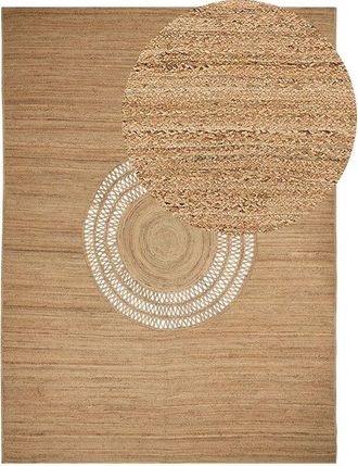Beliani Beliani - Braided Jute Area Rug Natural Boho Style Cut-Out Pattern Floor Mat 300 x 400 cm Beige Bogazoren
