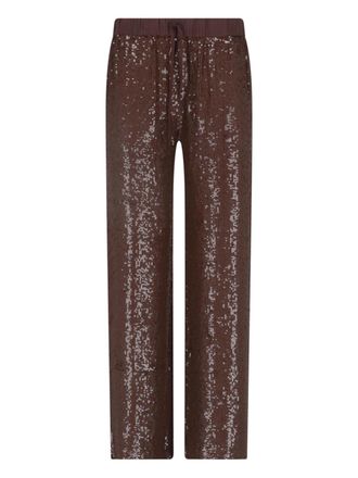 P.A.R.O.S.H. Brown Viscose Sequin Straight-Leg Pants