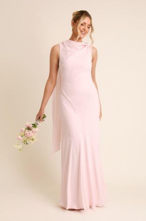 Six Stories High Cowl Drape Chiffon Bridesmaid Dress in Ballet Pink at Nordstrom, Size 14