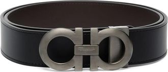 Ferragamo Belts, male, Black, Size: 105 CM Black Reversible Leather Belt Gancini