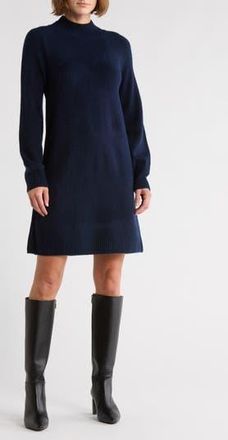 Halogen Mock Neck Long Sleeve Sweater Dress in Classic Navy at Nordstrom Rack, Size Large