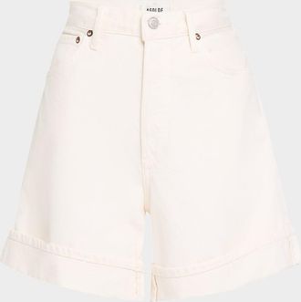 A Gold E Dame High-Rise Cuffed Denim Shorts