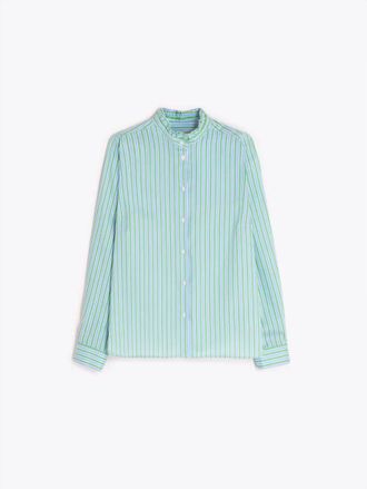 Vilagallo Womens Striped Pleated Shirt In Verde