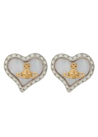 Vivienne Westwood Petra Heart Crystal-embellished Stud Earrings - Pearl - One Size