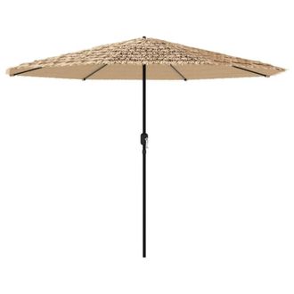 Berkfield Home Garden Parasol with Steel Pole Brown 388x388x248 cm in Light Tan | Size: 388 x 388 x 248 cm