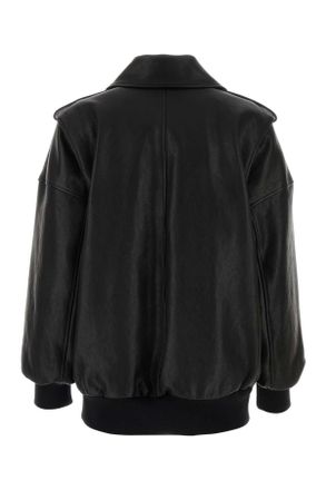 Alexander McQueen Womens Black Leather Oversize Jacket Exterior: Lamb Lining: Cupro Giacche Pelle In