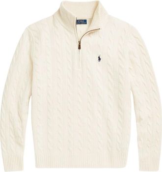 Ralph Lauren Kabel Gebreide Coltrui - Heren - Coltruien - Beige - S - Wol - Truien & Vesten