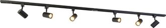 QAZQA Sistema de riel moderno con 6 focos negros monofásicos 200 cm