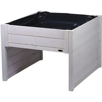Dobar Grande Garage Robot Tosaerba in Legno con fioriera Inclusa Pellicola - Tosaerba Garage - 79 x 73 x 56 cm - Bianco