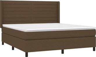 vidaXL Vidaxl - Cama Box Spring Con Colch&oacute;n Tela Marr&oacute;n Oscuro 180x200 Cm