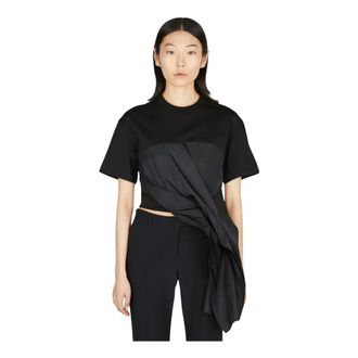 Alexander McQueen Cut And Sew T-Shirt - female - Alexander McQueen - Blouses - Black - XS - Blouses & Shirts