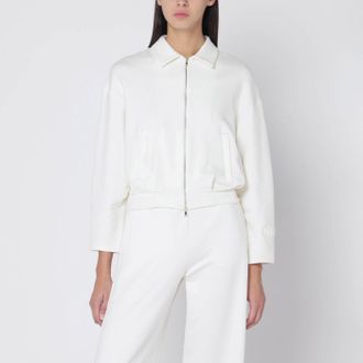 Max Mara White cropped sweatshirt in silk blend