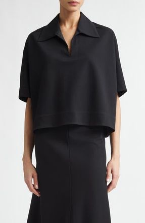 Jil Sander Crop Rib Polo in Black at Nordstrom, Size 4 Us