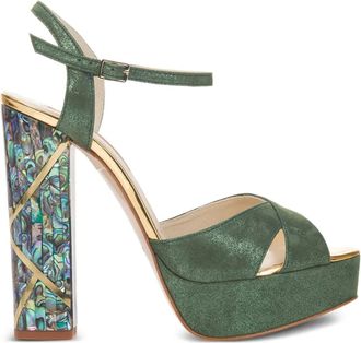 Freya Rose Cher block-heel sandals - women - Calf Leather/Kid Leather/Calf Leather - 39 - Green