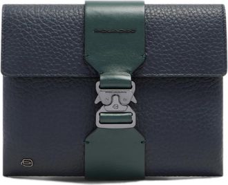 Piquadro Leren Clutch met Rauwgesneden Randen - Heren - Schoudertassen - Blauw - ONE Size - Leer - Tassen