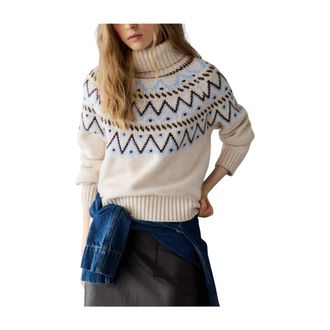 Pepe Jeans London Truien & Vesten, Dames, Veelkleurig, M, Fair Isle Turtleneck Trui