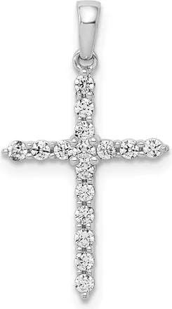 Diamond2Deal 14K White Gold Lab Grown Diamond Cross Pendant (0.25ct, VS, G-H)