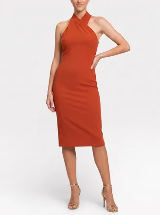 Rachel Roy Harland Crossover Halter Midi Dress