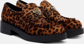 Prada Chocolate leopard-print calf hair loafers