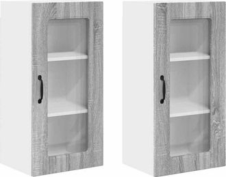 vidaXL Kitchen Wall Cabinet 2 pcs Grey Sonoma 40 x 31 x 80 cm vidaXL