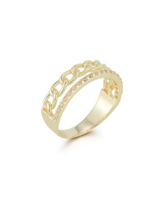 Chloe and Madison Chloe And Madison 14K Over Silver Cz Double Stack Ring