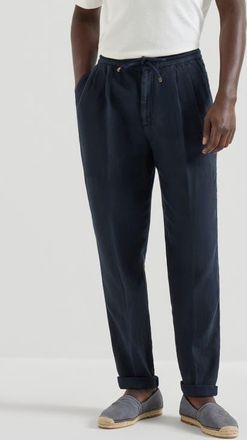 Brunello Cucinelli Trousers with drawstring in Navy Blue at Nordstrom, Size 46 It