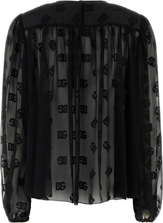 Dolce & Gabbana Womens Logo Blouse Black Silk Viscose Sweater
