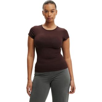 Cotton On Womens Longline Crew Short Sleeve Tee in Dark Oak at Nordstrom, Size X-Small
